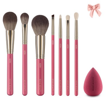 Rose Touch Zestaw 7 Pędzli do Makijażu z Gąbeczką na Prezent